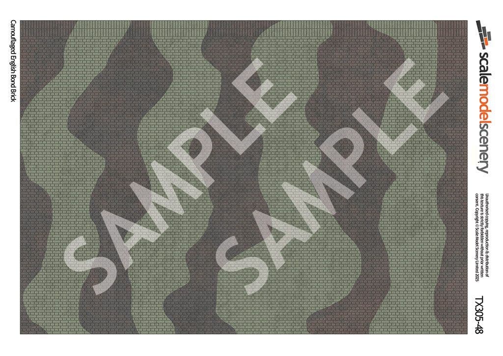 TX305-48 Camouflaged Painted English Bond Brick (Pack of 5) - 1:48 Scale