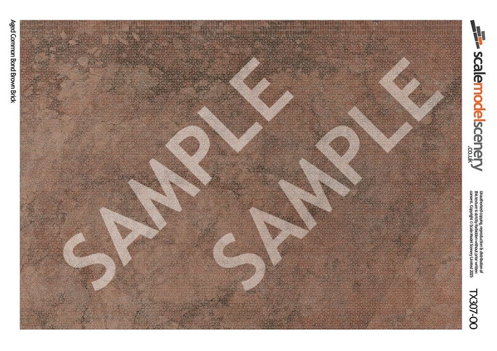 TX307-OO Common Bond Aged Brown Brick Texture Paper (Pack of 5) - OO/4mm/1:76