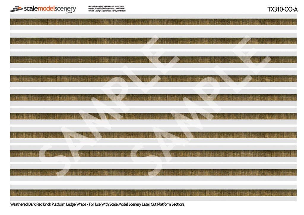 TX310-OO English Bond Weathered Yellow Brick Platform Wall Wraps - OO/4mm/1:76