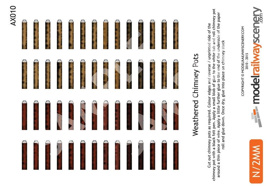 Weathered Chimney Pots AX010 OO/4mm/1:76
