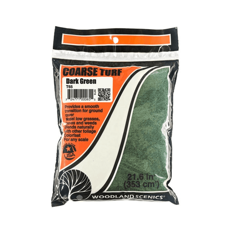 Woodland Scenics T65 Dark Green Coarse Turf - Bag