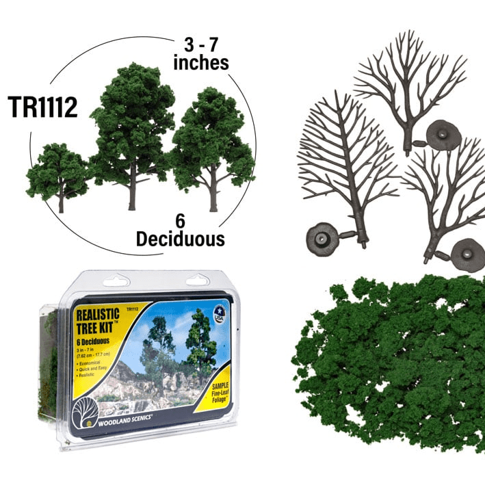 Woodland Scenics TR1112 Realistic Deciduous Trees Kit (Makes 6 Trees, 3 to 7" Tall)