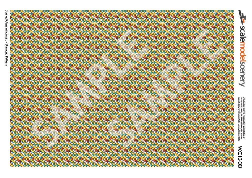 WX010-OO Stained Glass Windows Sheet 3 - Diamond Pattern OO/4mm/1:76